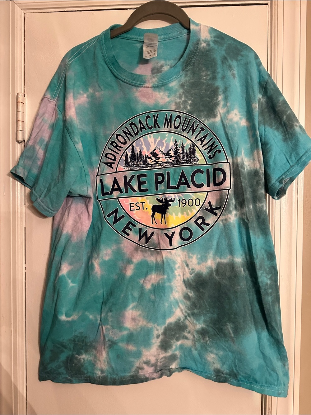 Tie-Dye Short Sleeve Tee in Aqua and Pink